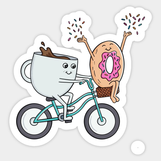 Coffee donut and bike Sticker by coffeeman